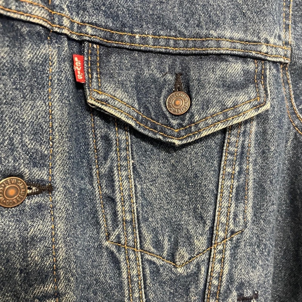 Vtg Levi's 71506 Type III Trucker Denim Jckt Men's 44L Brown Patch USA Big &Tall
